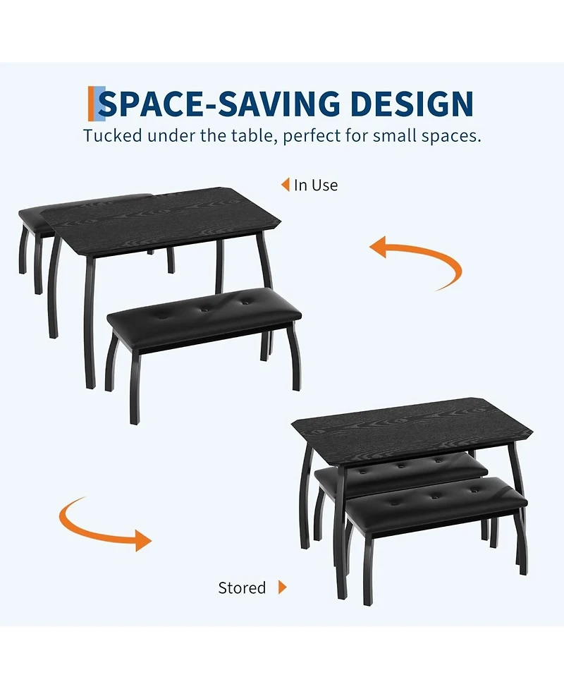 gaomon 3-Pc. Dining Set, Rectangular Wood Table with 2 Upholstered Chairs, Modern Farmhouse for Small Spaces