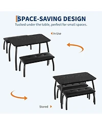 gaomon 3-Pc. Dining Set, Rectangular Wood Table with 2 Upholstered Chairs, Modern Farmhouse for Small Spaces