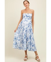 Pinkblush Maternity Light Pink Linen A-Line Flared Midi Dress