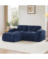 Maison Boucle 80.3'' Velvet Boneless L-Shaped Sofa, 2 Seater + Ottoman, No Assembly