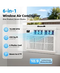 Antarctic Star 6000 Btu Window Air Conditioner, 6-in-1 Cooling with Remote and Digital Display