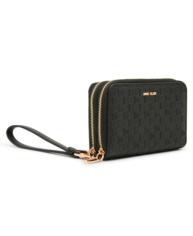 Anne Klein Embossed Double Zip Around Wallet