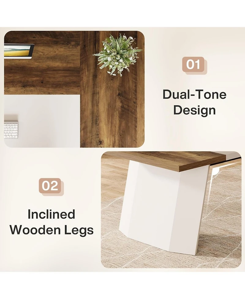 Tribesigns 78.7" L-Shaped Executive Desk, Modern Office Desk with 55.1" Storage Cabinet, Large Computer Table with Drawers