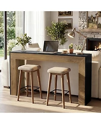 Tribesigns 63" Bar Table, Modern Industrial Counter Height Dining Table with Stable Base, Wood Minimalist Narrow Home Bar Unit