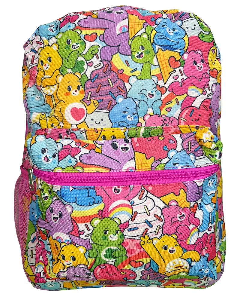 Care Bears All Over Print Nylon Kids School Backpack 16", Colorful and Fun for Girls