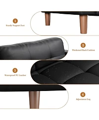 gaomon 3-Seater Sofa Couch, 83 Wide Faux Leather Couch with Spring Cushion, Modern Deep Seats and 2 Removable Back Cushions