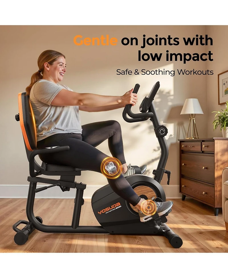 Fed Fitness Smart Recumbent Exercise Bike Pro with App, 350LB Capacity, 16-Level Magnetic Resistance, Lcd Monitor and Pulse Sensors