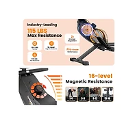 Fed Fitness Magnetic Rowing Machine 350LB Capacity, Foldable Home Rower with 16-Level 115lbs Resistance and Bluetooth