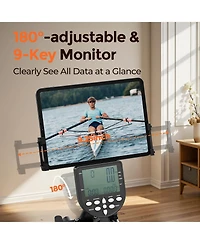 Fed Fitness Dual Rail Water Rower for Home Use, Bluetooth App Sync, Smooth and Stable Rowing Machine for All Fitness Levels
