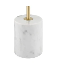 Possini Euro Design Scava Mid Century Modern 61 1/2" Tall Standing Floor Lamp Pole Pull Chain Marble Antique Brass Finish