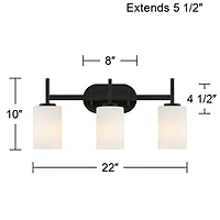 Possini Euro Design Possini Euro Nanni 22"W Matte Black Fluted Glass 3-Light Bath Light