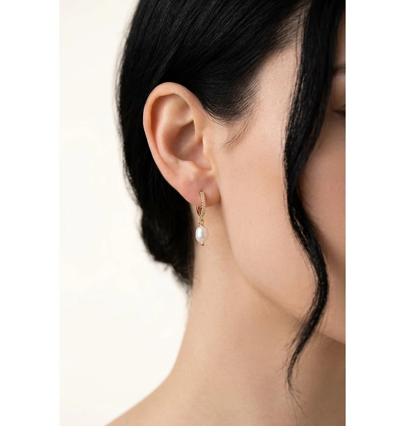 Joey Baby Freshwater Pearl Gold-Tone Layered Necklace And Huggie Earring Set