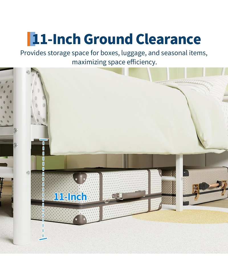 Homfan Heart-Shaped Metal Platform Bed Frame with Headboard and Footboard, Quiet Slat Support