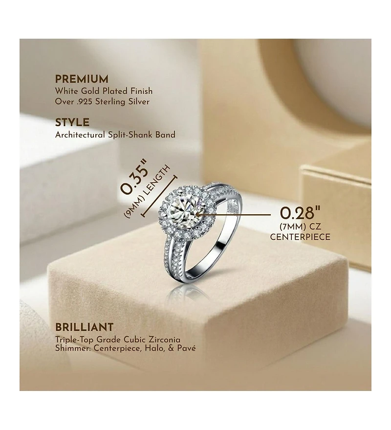 Sterling Silver Cubic Zirconia Circle Solitaire Ring