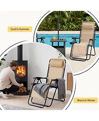 Yiortwo Set of 2 Zero Gravity Lounge Chairs Reclining Patio with Cup Holder