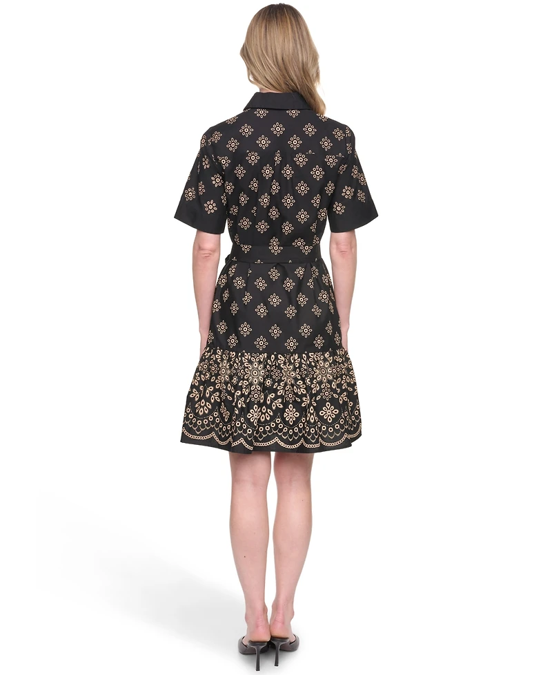 Jessica Howard Petite Short-Sleeve Fit and Flare Shirt Dress