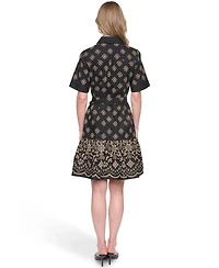 Jessica Howard Petite Short-Sleeve Fit and Flare Shirt Dress