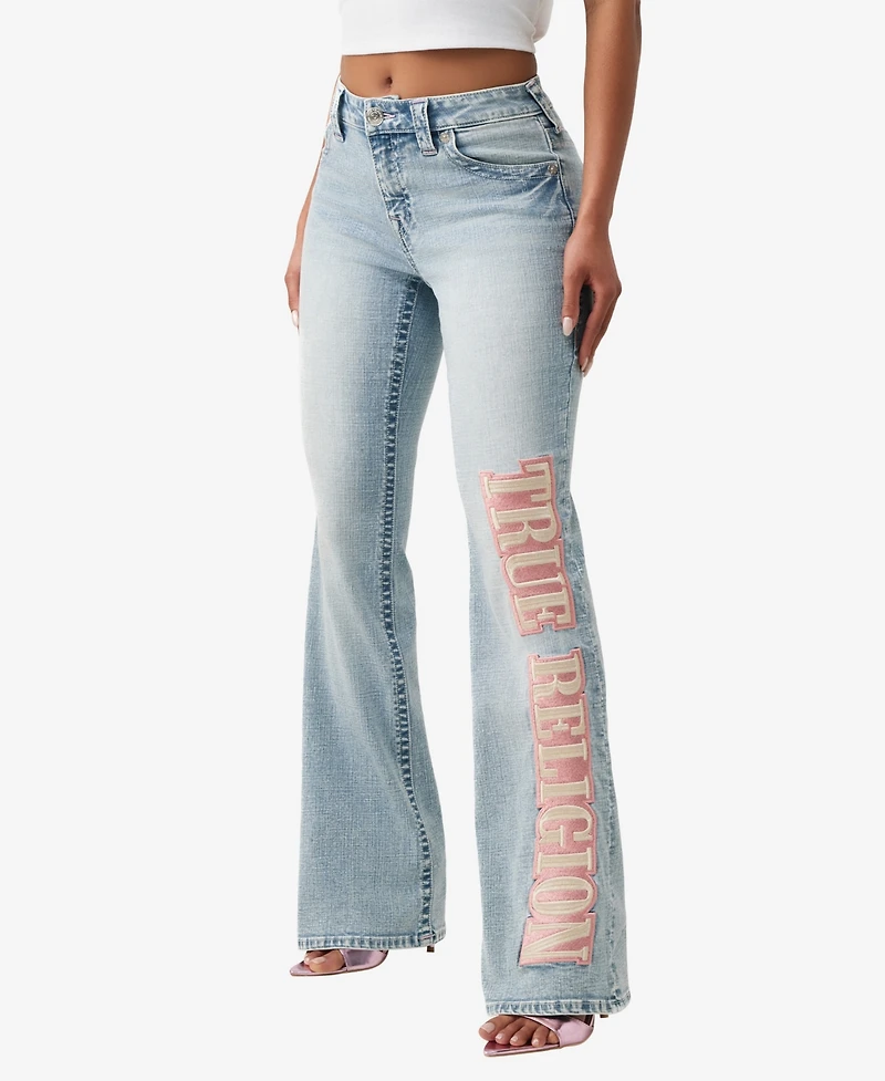 True Religion Women's Becca Bootcut Mid-Rise Arch Logo Jeans