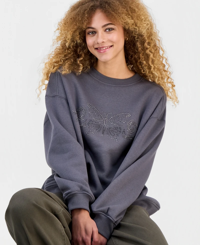 Madden Girl Juniors' Embellished Crewneck Sweatshirt