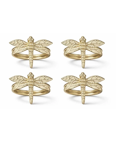 Dainty Home Dragonfly Napkin Rings Set of 4, Gold Metal Table Decor