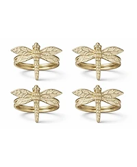 Dainty Home Dragonfly Napkin Rings Set of 4, Gold Metal Table Decor