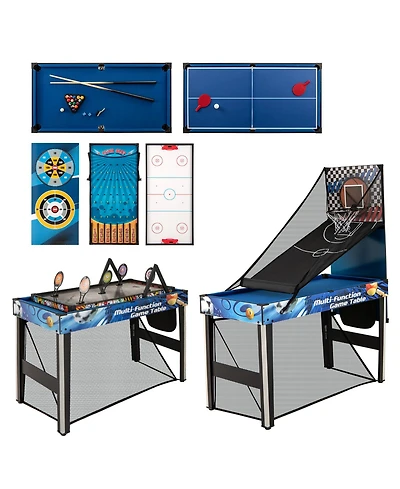 Slickblue Multi Game Table Set 10-in-1 with Table Tennis, Basketball, Soccer and More Indoor Games