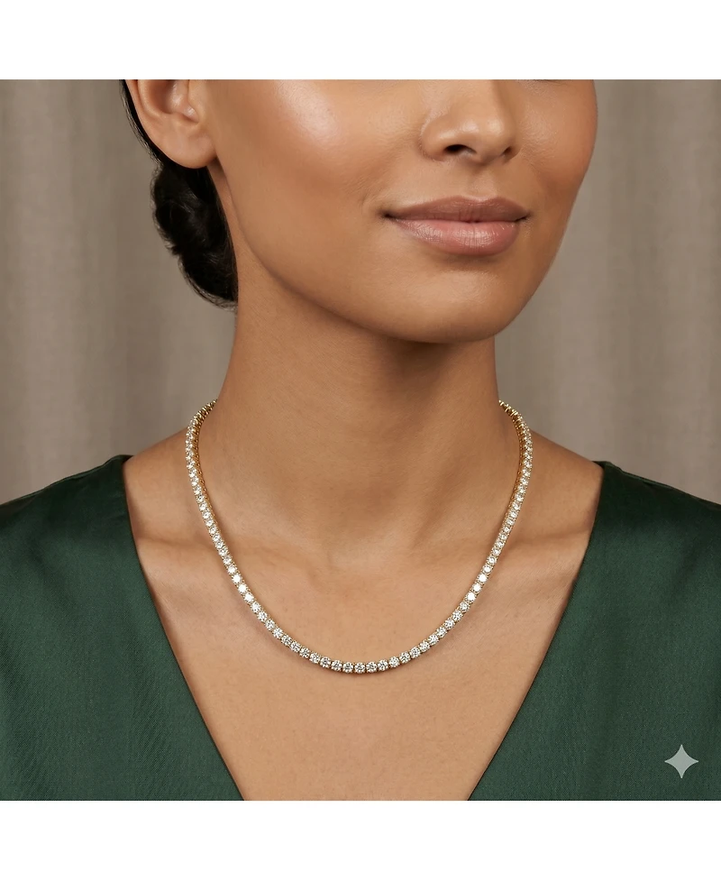 Simona Elegant Round Brilliant Cubic Zirconia Tennis Necklace.