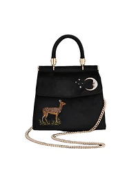 Fable England Deer And Moon Embroidered Velvet Tote