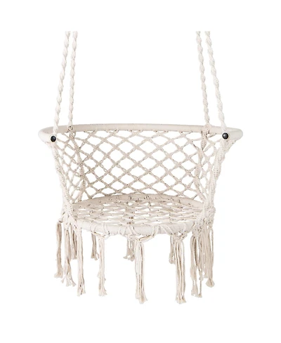 Hanging Hammock Chair with Cotton Rope, Macrame Swing Seat for Home Patio