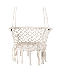 Hanging Hammock Chair with Cotton Rope, Macrame Swing Seat for Home Patio