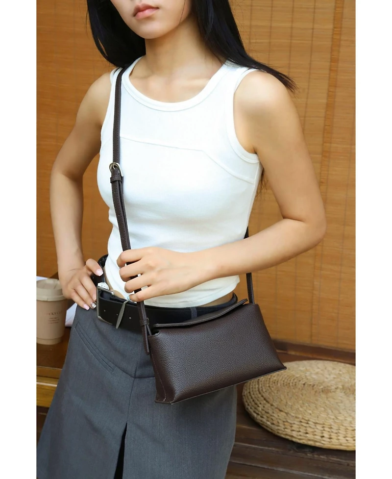 Susu Ivy Small Pebbled Leather Crossbody Bag Minimalist Shoulder Lightweight Everyday Purse for Women