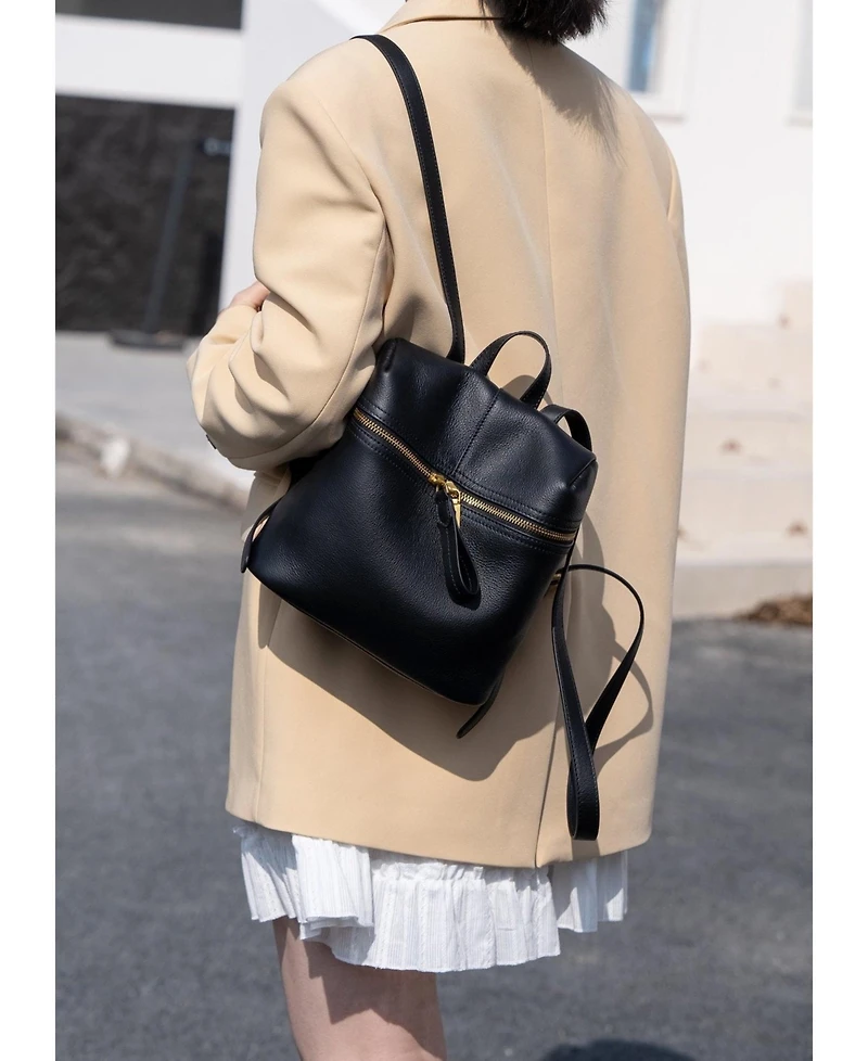 Susu Sutton Small Pebbled Leather Backpack Purse Top Handle Zipper Closure Travel Casual Bag for Women