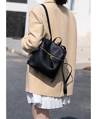Susu Sutton Small Pebbled Leather Backpack Purse Top Handle Zipper Closure Travel Casual Bag for Women