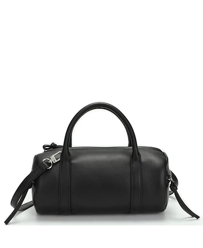 Susu Aria Genuine Leather Small Barrel Satchel Bag Top Handle Mini Boston Crossbody Purse