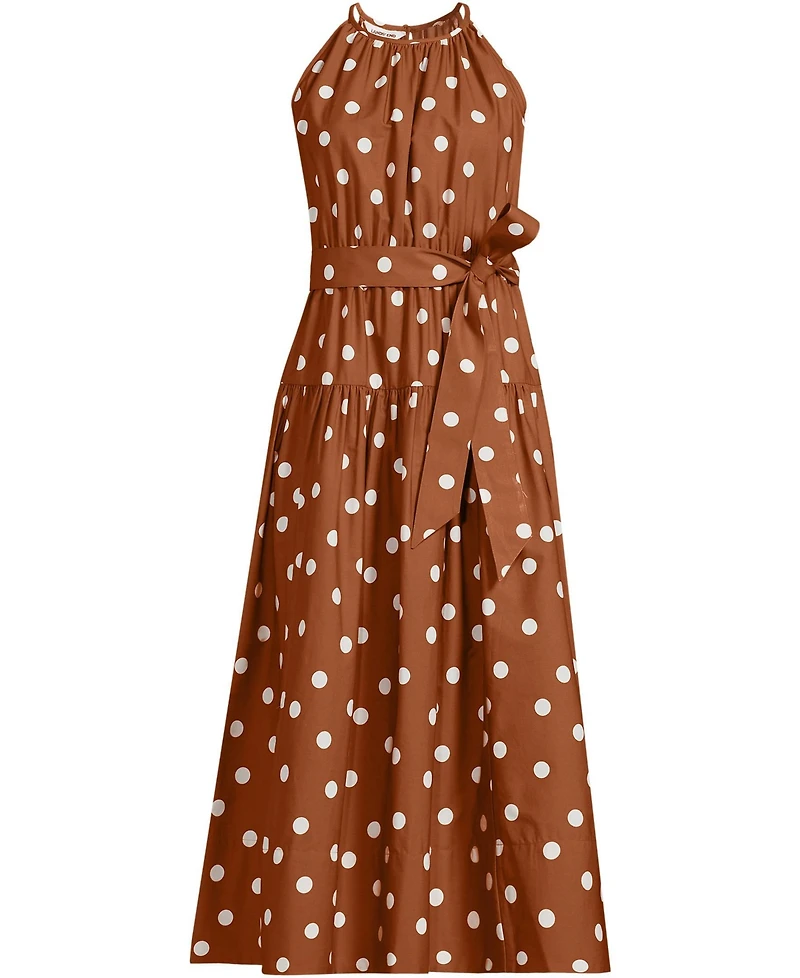 Lands' End Women's Poplin Halter Midi Dress