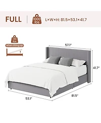 gaomon Lift Up Storage Bed Frame - Corduroy Upholstered Platform Bed with Gas Lift, Padded Headboard