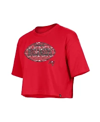 New Era Girl's Red Tampa Bay Buccaneers Flip Sequin Boxy T-Shirt