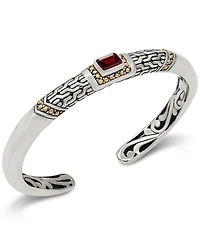 Devata Garnet and Legian Cuff Bracelet Sterling Silver 18K Gold Accents