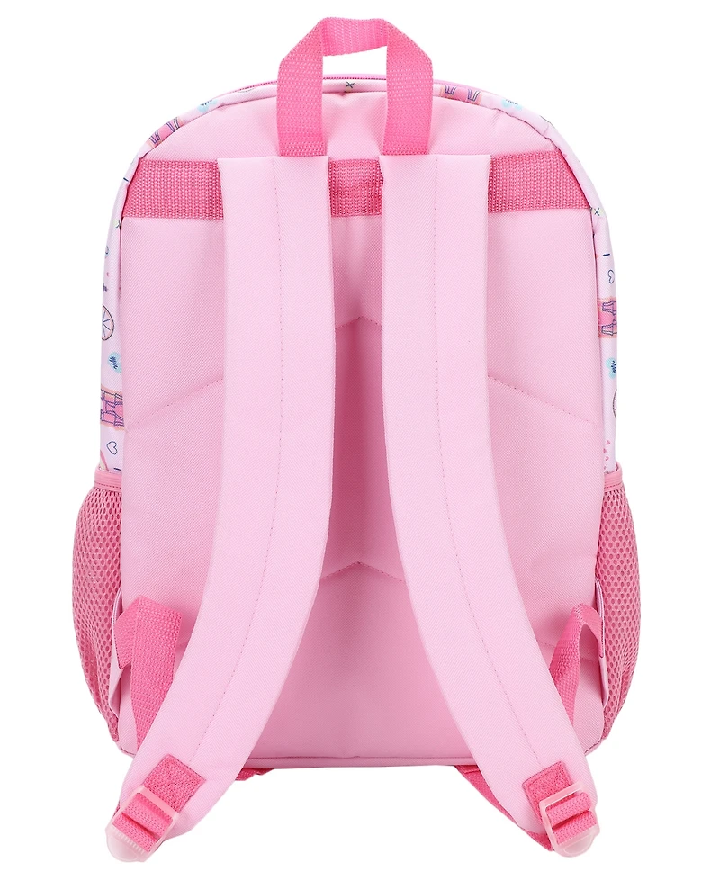 Disney Princess Girls' Backpack, Lunch Bag, Pencil Case, Key Chain and Carabiner, 5-Piece Set