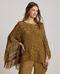 Lauren Ralph Lauren Women's Fringe-Trim Oversized Boat Neck Poncho