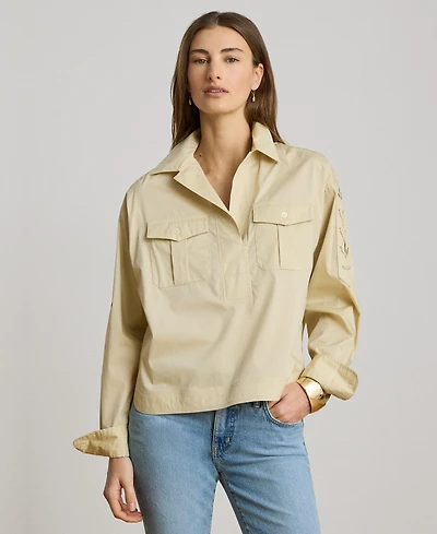Lauren Ralph Women's Long-Sleeve Cropped Shirt
