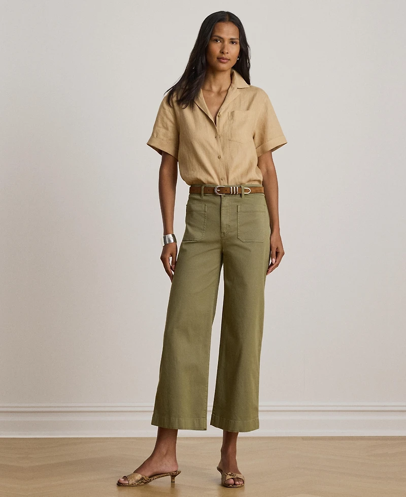 Lauren Ralph Women's Linen Short-Sleeve Camp Shirt