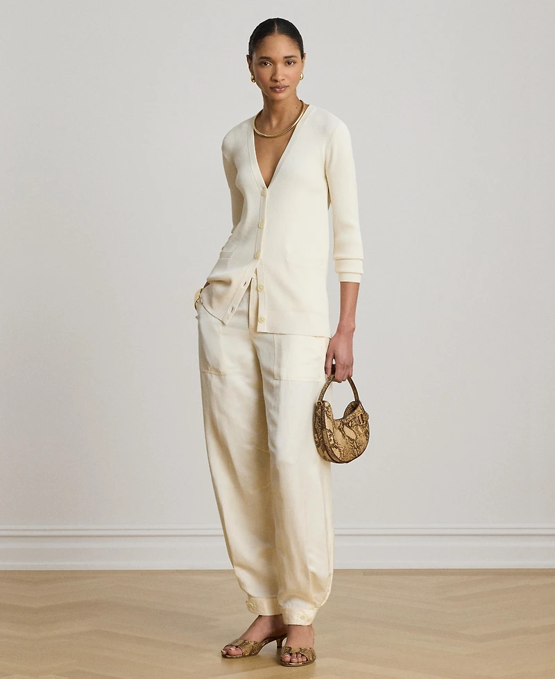 Lauren Ralph Women's Slim-Fit Long-Sleeve Cardigan Sweater