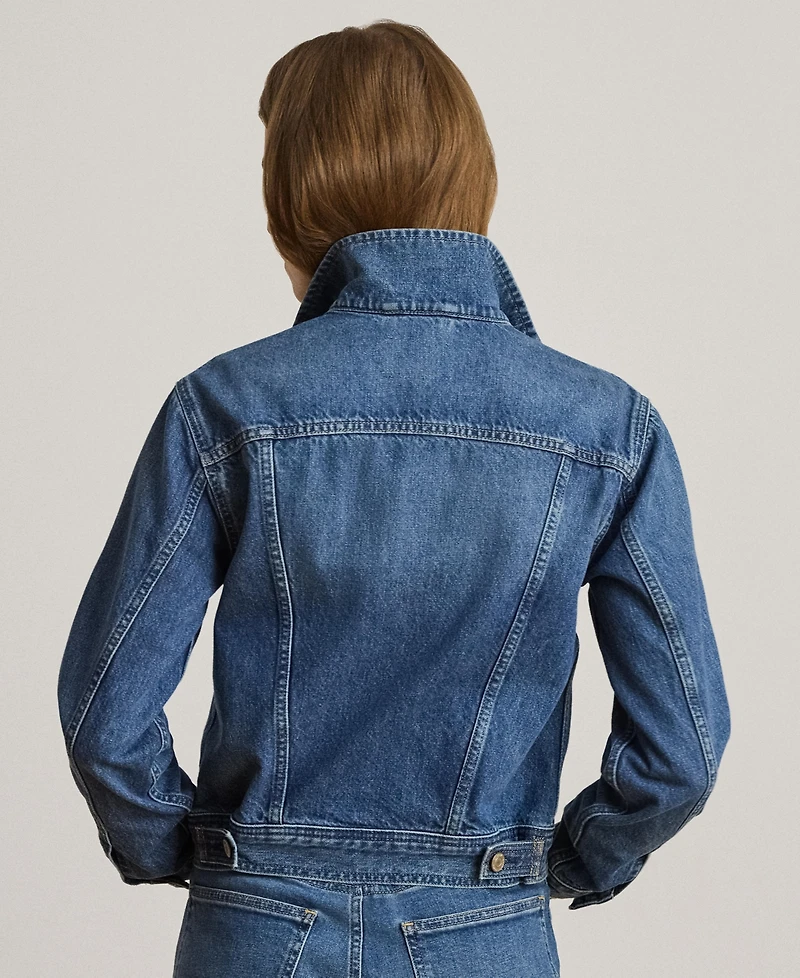 Lauren Ralph Women's Buttoned Placket Denim Trucker Jacket