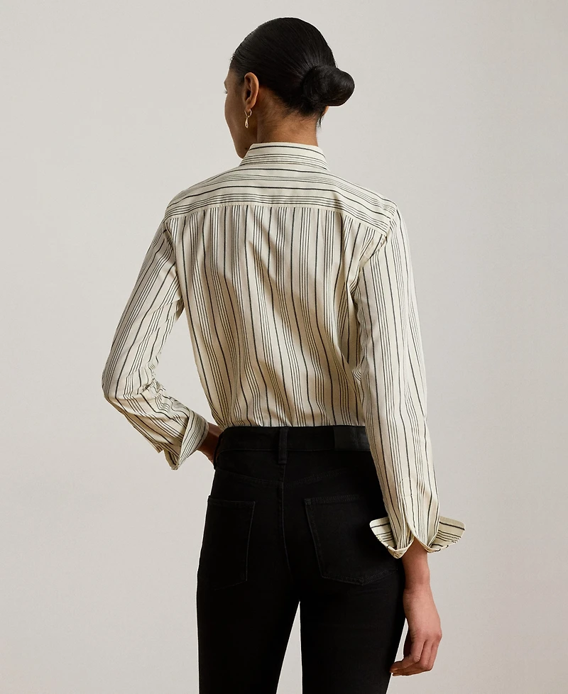 Lauren Ralph Lauren Women's Striped Buttoned Placket Long-Sleeve Shirt