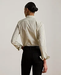 Lauren Ralph Lauren Women's Striped Buttoned Placket Long-Sleeve Shirt