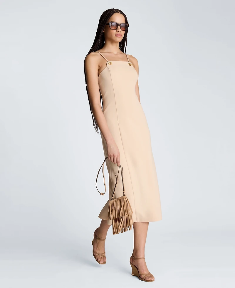 Kenneth Cole Women's Square Neck Grommet Midi Dress
