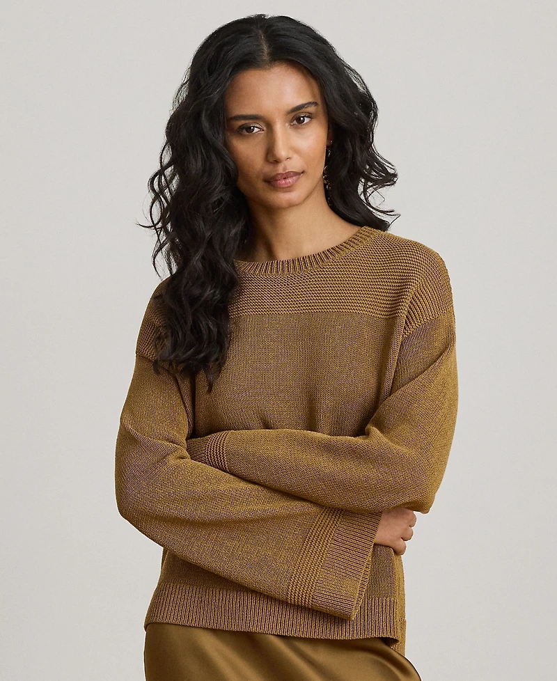 Lauren Ralph Petite Crewneck Drop-Shoulder Sweater