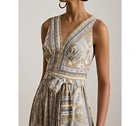 Lauren Ralph Lauren Petite V-Neck Handkerchief-Hem Dress