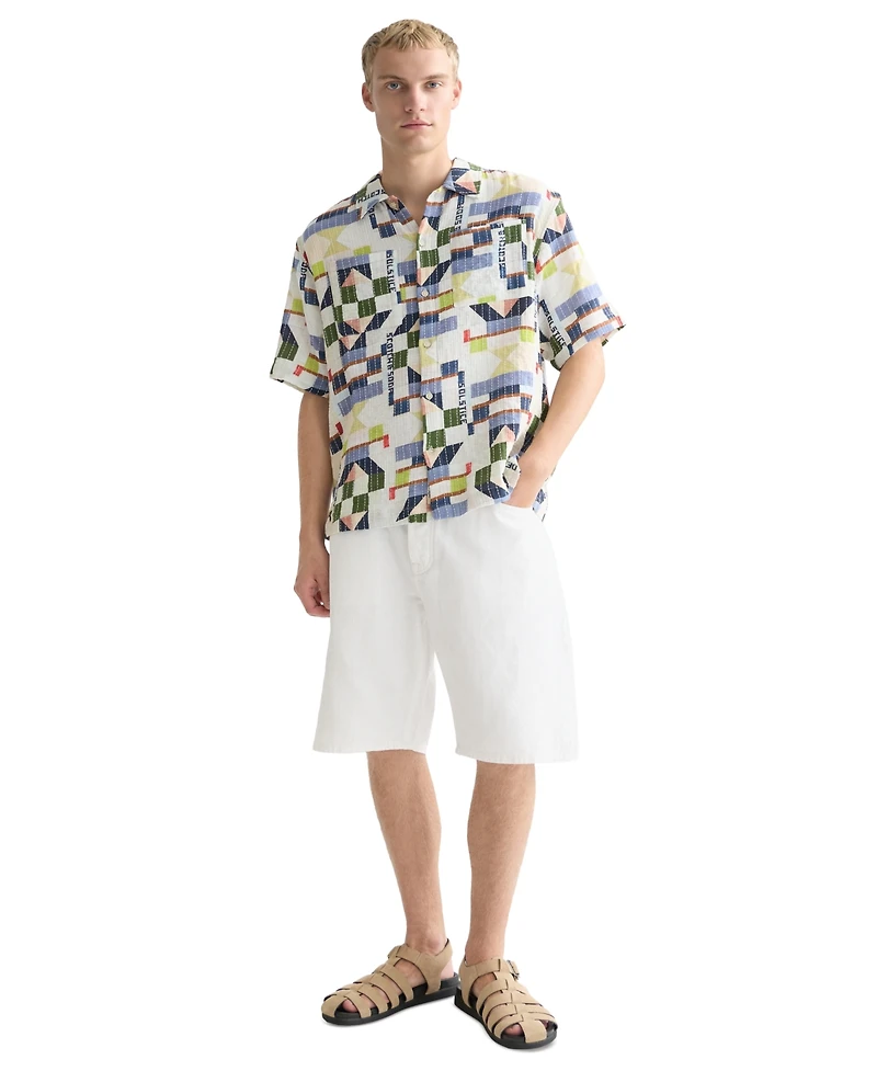 Scotch & Soda Men's Print Stitch Short-Sleeve Shirt